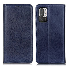 Leather Case Stands Flip Cover Holder K01Z for Xiaomi Redmi Note 10 5G Blue