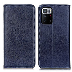 Leather Case Stands Flip Cover Holder K01Z for Xiaomi Redmi Note 10 Pro 5G Blue