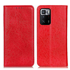 Leather Case Stands Flip Cover Holder K01Z for Xiaomi Redmi Note 10 Pro 5G Red