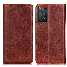 Leather Case Stands Flip Cover Holder K01Z for Xiaomi Redmi Note 11 Pro 5G Brown