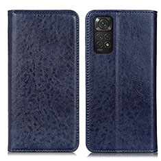 Leather Case Stands Flip Cover Holder K01Z for Xiaomi Redmi Note 11S 4G Blue