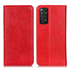 Leather Case Stands Flip Cover Holder K01Z for Xiaomi Redmi Note 11S 4G Red