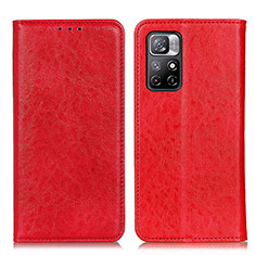 Leather Case Stands Flip Cover Holder K01Z for Xiaomi Redmi Note 11T 5G Red