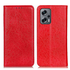 Leather Case Stands Flip Cover Holder K01Z for Xiaomi Redmi Note 11T Pro+ Plus 5G Red