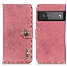 Leather Case Stands Flip Cover Holder K02Z for Google Pixel 6 Pro 5G Pink