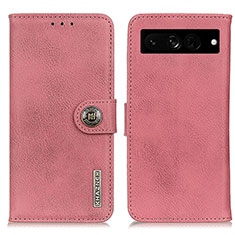 Leather Case Stands Flip Cover Holder K02Z for Google Pixel 7 Pro 5G Pink