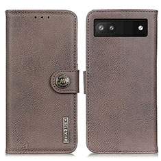 Leather Case Stands Flip Cover Holder K02Z for Google Pixel 7a 5G Gray