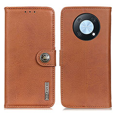 Leather Case Stands Flip Cover Holder K02Z for Huawei Enjoy 50 Pro Brown