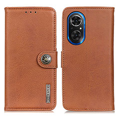 Leather Case Stands Flip Cover Holder K02Z for Huawei Honor 50 SE 5G Brown