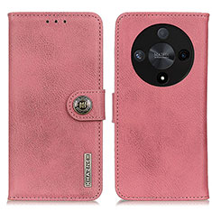 Leather Case Stands Flip Cover Holder K02Z for Huawei Honor X9b 5G Pink