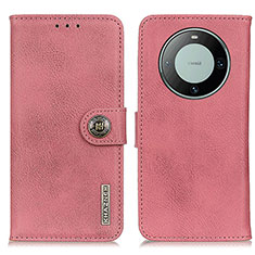 Leather Case Stands Flip Cover Holder K02Z for Huawei Mate 60 Pro+ Plus Pink