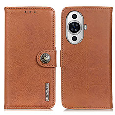 Leather Case Stands Flip Cover Holder K02Z for Huawei Nova 11 Brown