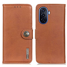 Leather Case Stands Flip Cover Holder K02Z for Huawei Nova Y70 Plus Brown