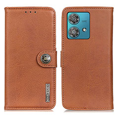 Leather Case Stands Flip Cover Holder K02Z for Motorola Moto Edge 40 Neo 5G Brown