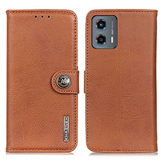 Leather Case Stands Flip Cover Holder K02Z for Motorola Moto G 5G (2023) Brown