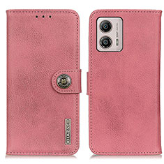 Leather Case Stands Flip Cover Holder K02Z for Motorola Moto G53 5G Pink