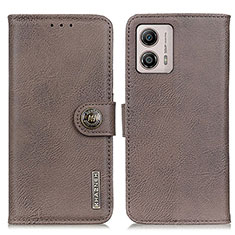 Leather Case Stands Flip Cover Holder K02Z for Motorola Moto G53j 5G Gray