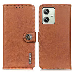 Leather Case Stands Flip Cover Holder K02Z for Motorola Moto G54 5G Brown