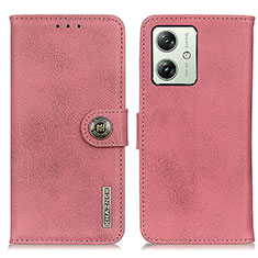 Leather Case Stands Flip Cover Holder K02Z for Motorola Moto G54 5G Pink