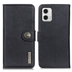 Leather Case Stands Flip Cover Holder K02Z for Motorola Moto G73 5G Black