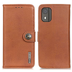 Leather Case Stands Flip Cover Holder K02Z for Nokia C02 Brown