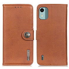 Leather Case Stands Flip Cover Holder K02Z for Nokia C12 Plus Brown