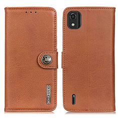 Leather Case Stands Flip Cover Holder K02Z for Nokia C2 2nd Edition Brown