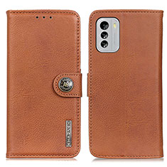 Leather Case Stands Flip Cover Holder K02Z for Nokia G60 5G Brown