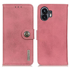 Leather Case Stands Flip Cover Holder K02Z for Nothing Phone 2 Pink