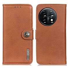 Leather Case Stands Flip Cover Holder K02Z for OnePlus 11 5G Brown