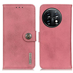 Leather Case Stands Flip Cover Holder K02Z for OnePlus 11 5G Pink