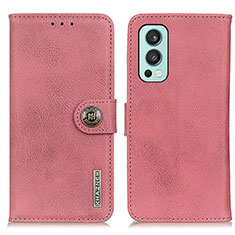 Leather Case Stands Flip Cover Holder K02Z for OnePlus Nord 2 5G Pink