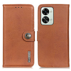 Leather Case Stands Flip Cover Holder K02Z for OnePlus Nord 2T 5G Brown