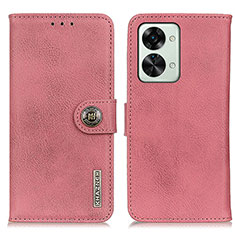 Leather Case Stands Flip Cover Holder K02Z for OnePlus Nord 2T 5G Pink