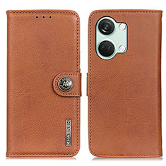 Leather Case Stands Flip Cover Holder K02Z for OnePlus Nord 3 5G Brown