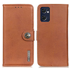 Leather Case Stands Flip Cover Holder K02Z for OnePlus Nord CE 2 5G Brown