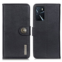 Leather Case Stands Flip Cover Holder K02Z for Oppo A16s Black