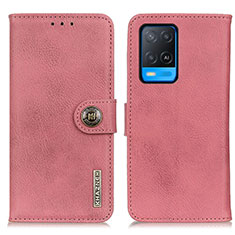 Leather Case Stands Flip Cover Holder K02Z for Oppo A54 4G Pink