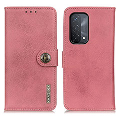 Leather Case Stands Flip Cover Holder K02Z for Oppo A54 5G Pink