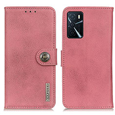 Leather Case Stands Flip Cover Holder K02Z for Oppo A54s Pink