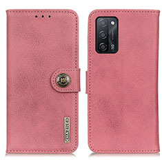 Leather Case Stands Flip Cover Holder K02Z for Oppo A55 5G Pink