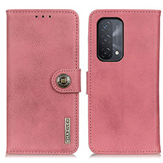 Leather Case Stands Flip Cover Holder K02Z for Oppo A74 5G Pink