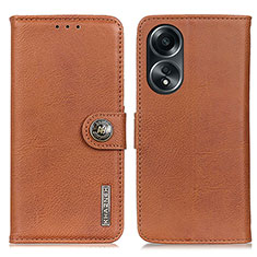 Leather Case Stands Flip Cover Holder K02Z for Oppo A78 4G Brown