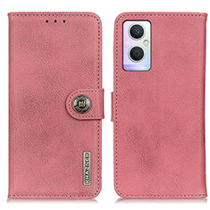 Leather Case Stands Flip Cover Holder K02Z for Oppo A96 5G Pink