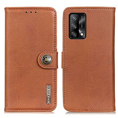 Leather Case Stands Flip Cover Holder K02Z for Oppo F19 Brown