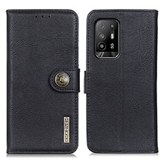 Leather Case Stands Flip Cover Holder K02Z for Oppo F19 Pro+ Plus 5G Black