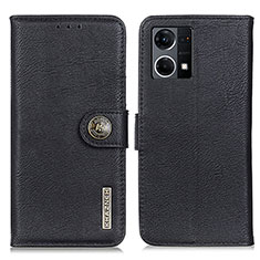 Leather Case Stands Flip Cover Holder K02Z for Oppo F21 Pro 4G Black