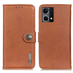 Leather Case Stands Flip Cover Holder K02Z for Oppo F21 Pro 4G Brown