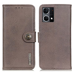 Leather Case Stands Flip Cover Holder K02Z for Oppo F21 Pro 4G Gray