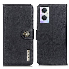 Leather Case Stands Flip Cover Holder K02Z for Oppo F21 Pro 5G Black